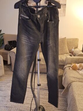 Men's Slim Straight Washed Black Jeans
